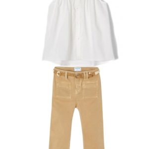 Mayoral 3130 Winter Chinos, Blouse & Belt Set Age 7 or 8 Years