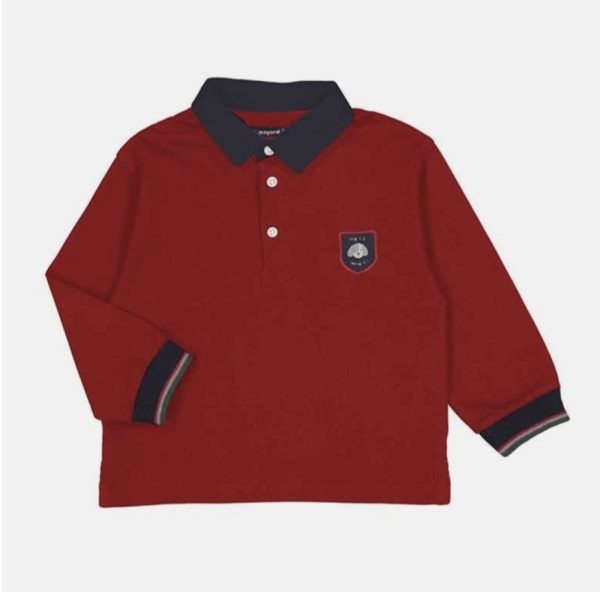 Mayoral 2168 Red Long Sleeve Polo Size 18M or 24M