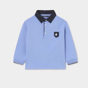 Mayoral 2168 Blue Long Sleeve Polo Size 18M