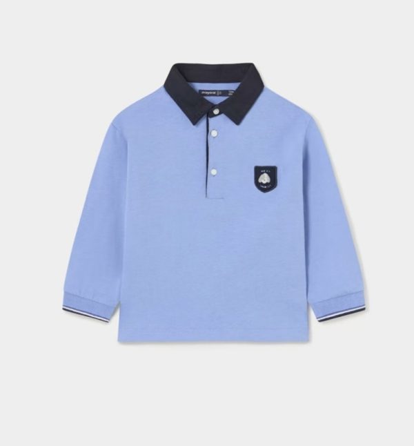 Mayoral 2168 Blue Long Sleeve Polo Size 18M
