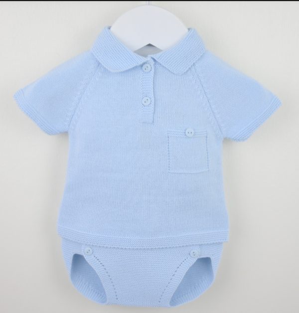 Pex 0905 Bradley Blue Knitted Jam Pants Set Sizes NB, 0M or 6M