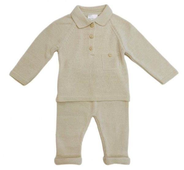 Pex 0935 Oliver Natural Knitted Trouser Suit Sizes 3, 6, 9 or 18M