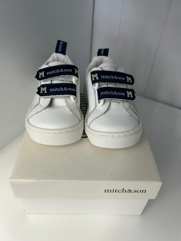 Mitch & Son White Trainers with Navy Straps Size 4 - Image 3