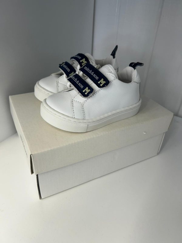 Mitch & Son White Trainers with Navy Straps Size 4