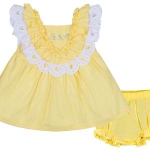 Little A Josephine White/Yellow Summer Dress & Pants Age 9M and 12M