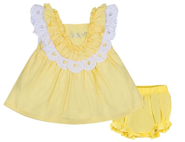 Little A Josephine White/Yellow Summer Dress & Pants Age 9M and 12M