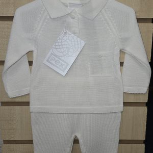 Pex 0935 Oliver Winter White Knitted Trouser Suit Sizes 3M or 9M