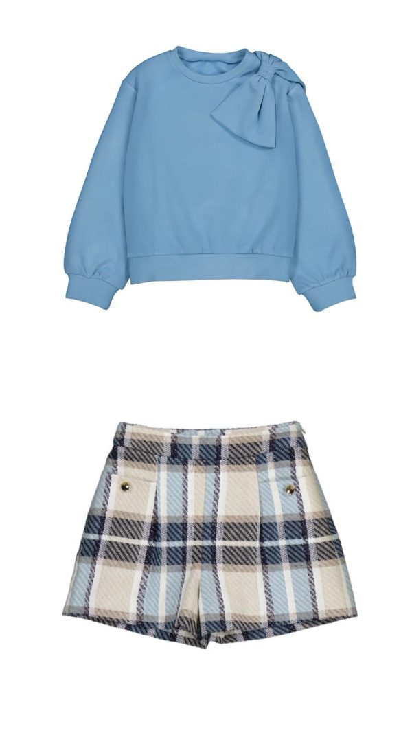 Mayoral 4225/4434 Winter Plaid Shorts & Pullover Set Preorder Exp End August
