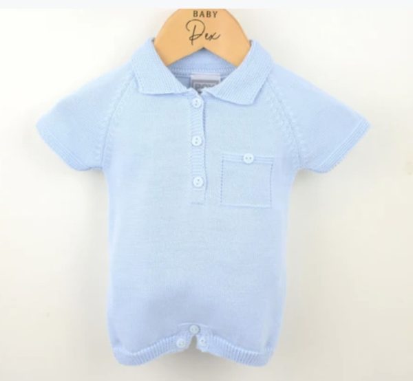 Pex 0925 Bradley Blue Knitted Romper Sizes 9M, 12M or 18M