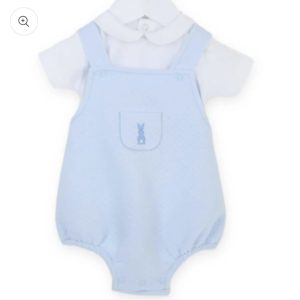 Pex 0905 Bunny Blue Short Dungaree Set Sizes NB or 0/3M