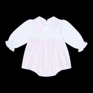 Deolinda 25301 Pink & White Dress with Pants Set Preorder Exp End of August