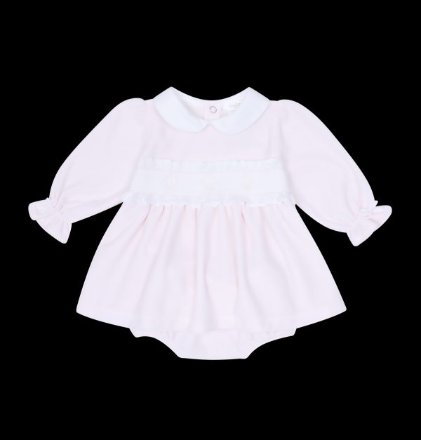 Deolinda 25302 Pink & White Dress with Pants Set Preorder Exp End of August