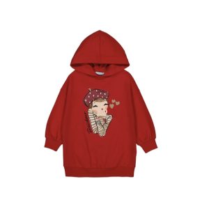 Mayoral 4928 Winter Red Fleece Hooded Dress Preorder Exp End August