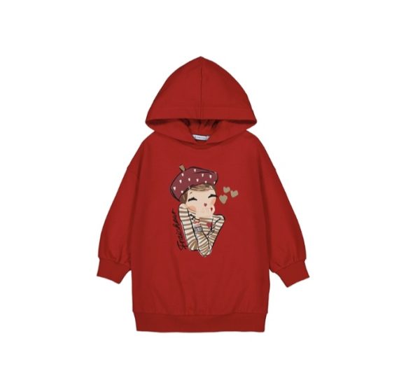 Mayoral 4928 Winter Red Fleece Hooded Dress Preorder Exp End August