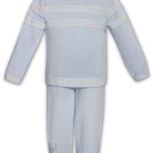 Sarah Louise 013738 Winter Blue/Ivory Knit Set (Preorder Expected End of August)