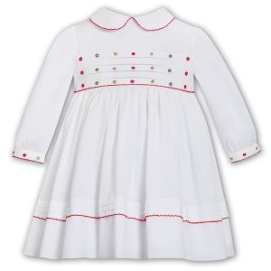 Sarah Louise 013789 White/Red Winter Dress (Preorder Expected End of August)