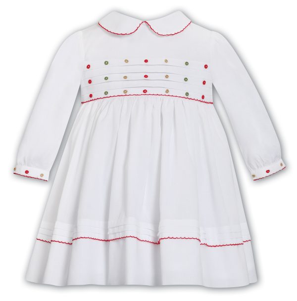 Sarah Louise 013789 White/Red Winter Dress (Preorder Expected End of August)