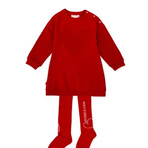 Agatha Ruiz by Tutto Piccolo 8235 Winter Red Heart Dress & Tights Preorder Due 31/08
