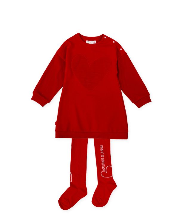 Agatha Ruiz by Tutto Piccolo 8235 Winter Red Heart Dress & Tights Preorder Due 31/08