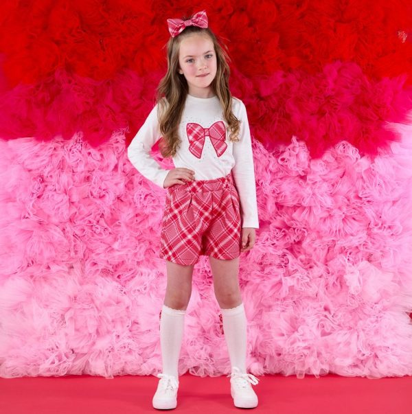 ADee W251508 Lexi Check Bow Shorts Set Preorder - Image 2