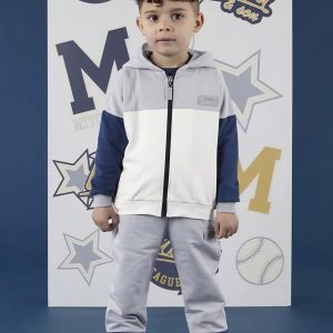 Mitch & Son MS25507 Kayden Grey Mist Drop Shoulder Zipper Tracksuit Preorder