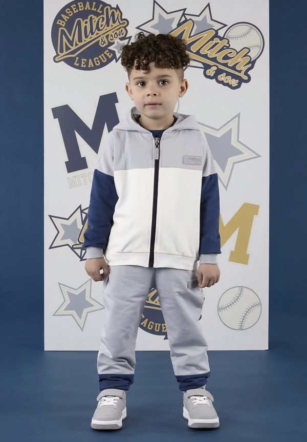Mitch & Son MS25507 Kayden Grey Mist Drop Shoulder Zipper Tracksuit Preorder
