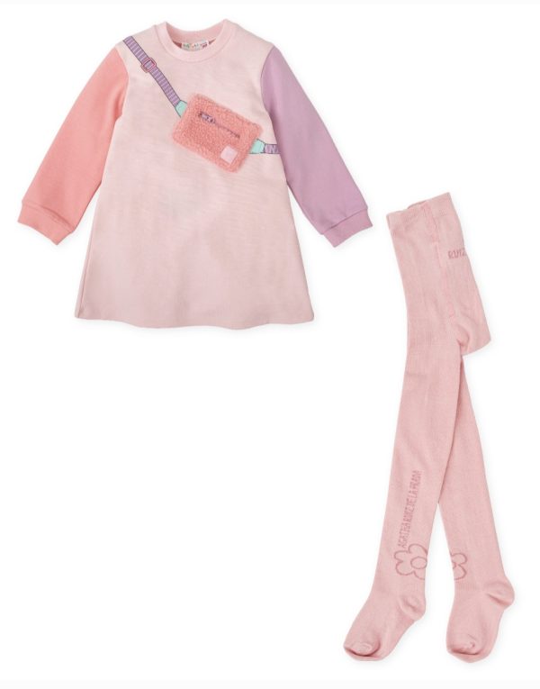 Agatha Ruiz by Tutto Piccolo 8237 Winter Pink Dress & Tights Set Preorder Due 31/08 - Image 4