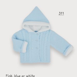 Sardon 311 Winter Blue, Pink or White Knitted Hooded Jacket Preorder 31/08