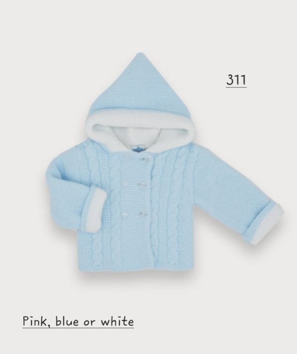 Sardon 311 Winter Blue, Pink or White Knitted Hooded Jacket Preorder 31/08