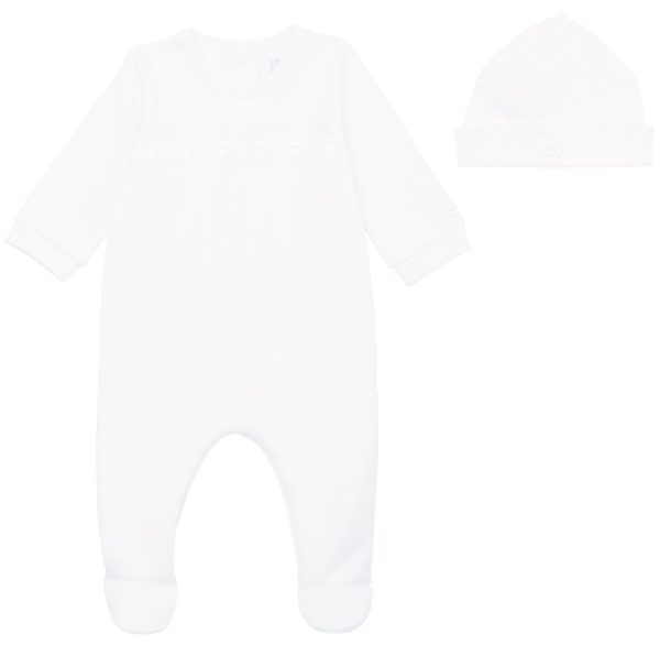 Emile et Rose 2588 Heath Unisex White Teddy All in One with Hat Preorder 31/08