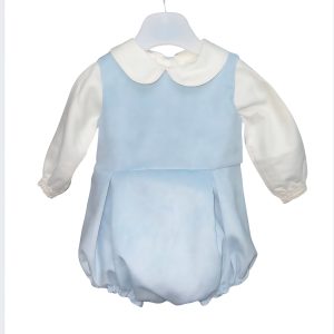 Be Chic 438/439 Unisex Ivory/Blue Romper & Blouse Set Preorder