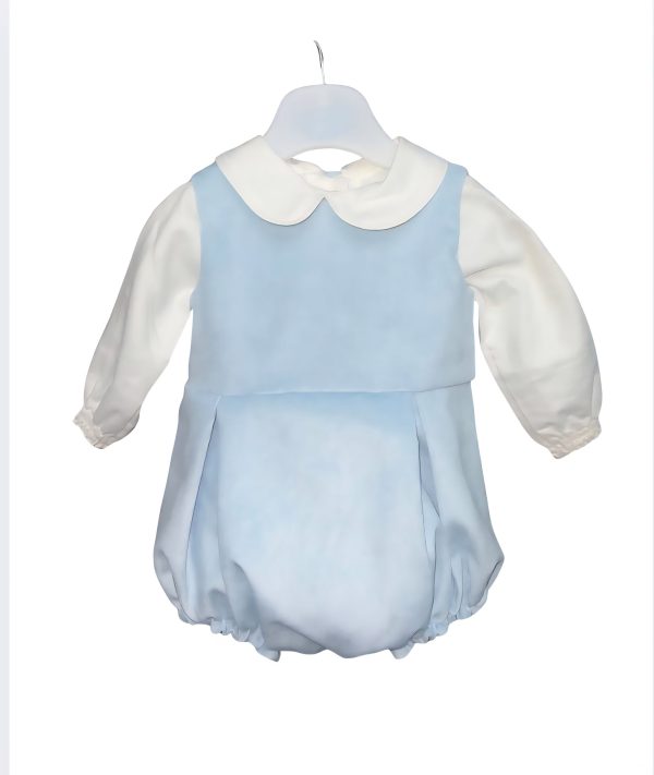 Be Chic 438/439 Unisex Ivory/Blue Romper & Blouse Set Preorder